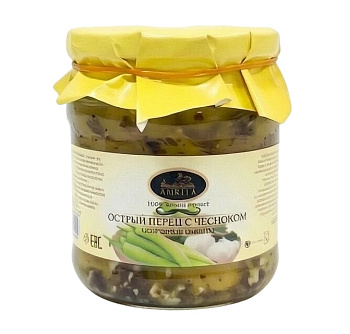 Перец острый АМРИТА с чесноком 450г с/б