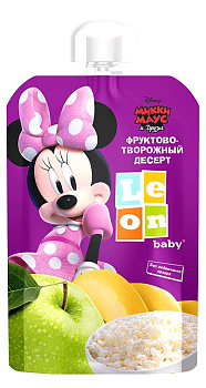 Пюре Leon baby Disney Микки Маус и Друзья Фруктово-творожный десерт с 6мес 90г д/п