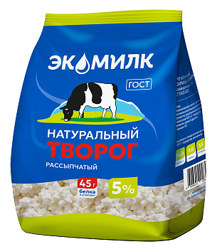 Творог натуральный ЭКОМИЛК рассыпчатый 5% 280г