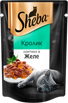 Корм SHEBA д/взрослых кошек кролик в желе 75г