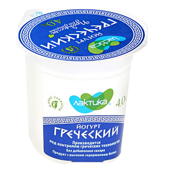 Йогурт греческий LACTICA натуральный  4% 120г без ЗМЖ
