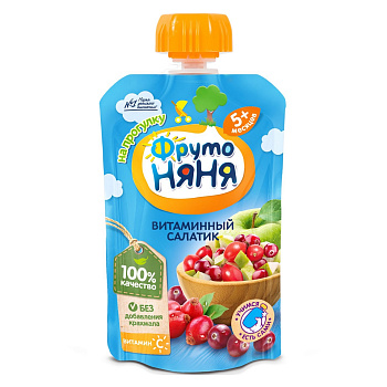 Пюре ФРУТОНЯНЯ яблоко, шиповник и клюква с 5мес 90г д/п