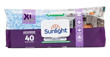 Влажные салфетки SUNLIGHT  Для кухни абразивные 40шт  