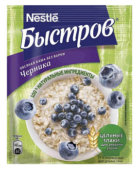 Каша б/п БЫСТРОВ овсяная черника 40г
