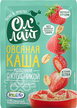 Каша овсяная молочная быстрого приготовления Ол`лайт с клубникой 40г
