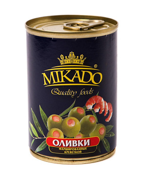 Оливки МИКАДО фаршированные креветками 314мл ж/б