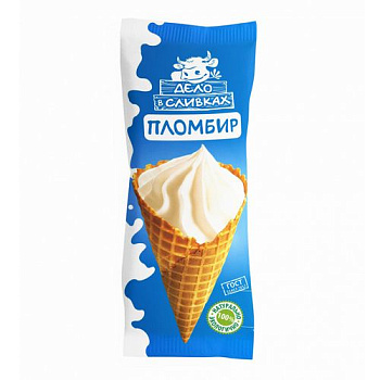 Мороженое Рожок ПОЛЯРИС Дело в сливках ванильный пломбир 110г