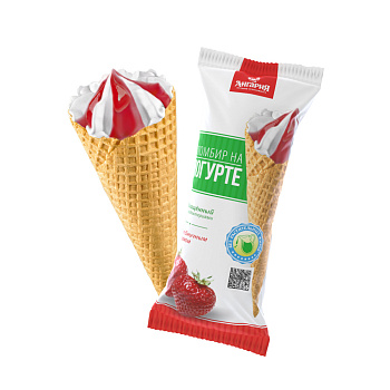 Мороженое Ангария Рожок на йогурте Клубника 110 гр