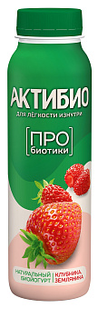 Биойогурт АктиБио питьевой клубника-земляника 1,5% 260г без ЗМЖ