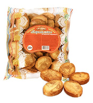 Сухарики Краяночка сдобные Карамелька со вкусом карамели  300г  