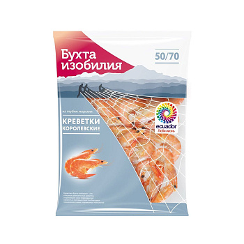 Креветки БУХТА ИЗОБИЛИЯ королевские неразд. 50/70 400г