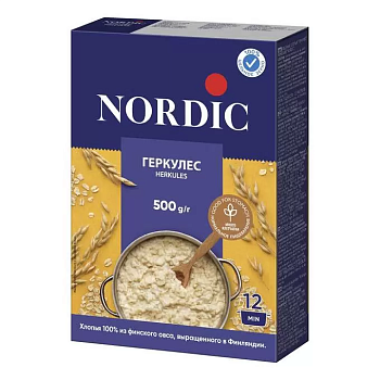 Хлопья NORDIC овсяные Геркулес Финский 500г