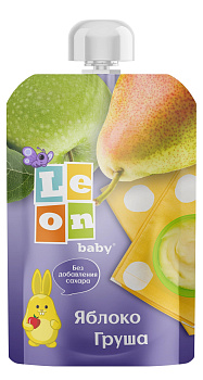 Пюре Leon baby Яблоко и Груша с 5 мес 90г д/п