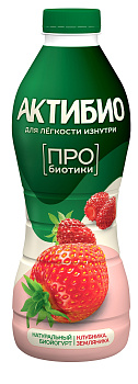 Биойогурт АктиБио питьевой клубника-земляника 1,5% 870г без ЗМЖ