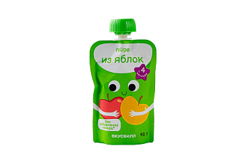 Пюре ВКУСВИЛЛ из яблок с 4мес 90г д/п