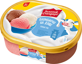 Мороженое ЗОЛОТОЙ СТАНДАРТ клубника,шоколад,сливки 475г ванна Продукт без ЗМЖ