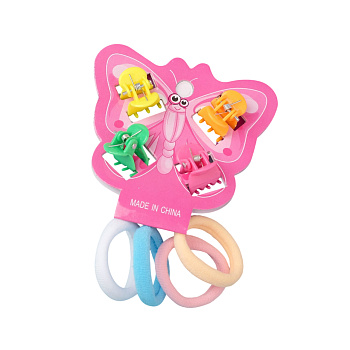 Набор для волос Бабочка 4 краба 4 резинки цветные 4098497