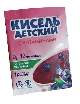 Кисель ВИТОШКА с витаминами  для детей дошкольного и школьного возраста со вкусом черники 25г