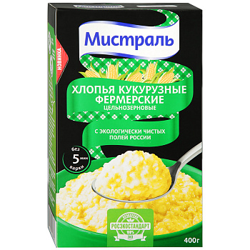 Хлопья МИСТРАЛЬ кукурузные Фермерские 400г