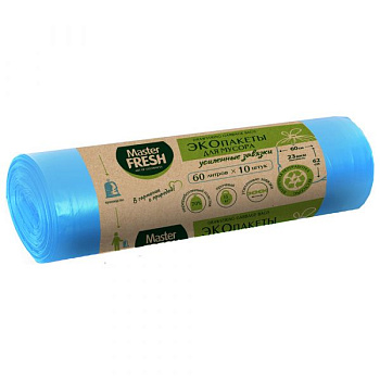 ЭкоПакеты д/мусора Master Fresh с усилинными завязками  60л 10шт