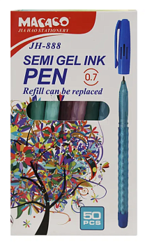 Ручка шариковая 0,7мм синяя разноцветные корпуса JH-888