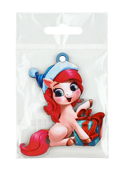 Елочное украшение "Лошадка и подарок" 6,9*8,1см 10869099