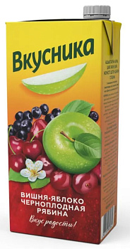 Напиток сокосодержащий ВКУСНИКА Яблоко, вишня и черноплодная рябина 0,95л т/п
