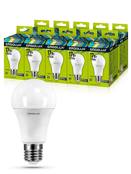Лампа светодиод Ergolux LED-А60-17W-E27-6K 6500К 155Вт ЛОН 1*10 (061)