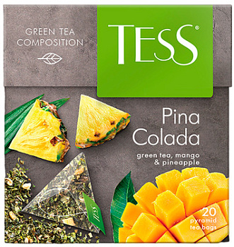 Чай TESS зеленый Pina Colada с манго/ананасом и ароматом тропич фруктов 36г (20*1,8г)