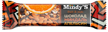 Батончик Mindy's Ореховый с фруктамиШоколад-Миндаль-Апельсин 35г