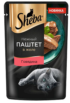 Корм SHEBA д/взрослых кошек паштет с говядиной 75г