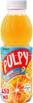 Напиток сокосодержащий PULPY Свежая мякоть Апельсин 0,45л п/б
