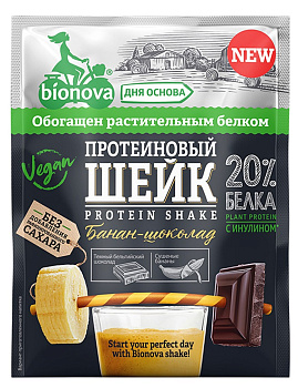 Шейк протеиновый BIONOVA с бананом и шоколадом 25г