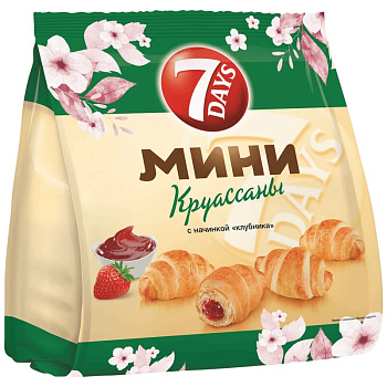 Мини круассаны 7DAYS c начинкой клубника 265г 