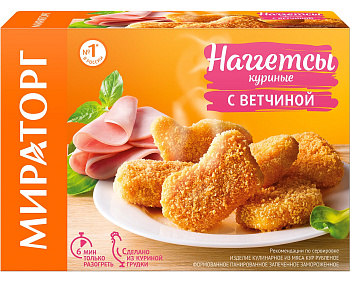 Наггетсы МИРАТОРГ куриные с ветчиной 250г