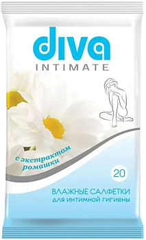 Салфетки влажные Дива д/интимной гигиены 20шт