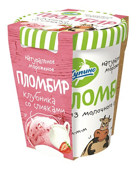 Мороженое Купино ведро пломбир с клубничным нап. из молочного края 12% 270г  