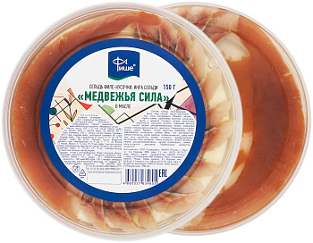 Сельдь Фише филе-кусочки Медвежья сила в масле 150г