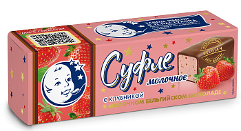 Суфле ЗАВОД ИМЕНИ ПАСТУХОВА в молочном бельгийском шоколаде с клубникой 50г