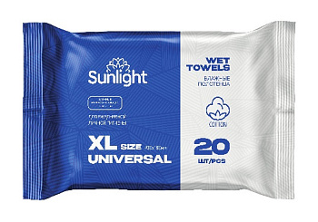 Влажные полотенца SUNLIGHT XL Universal Хлопок 20шт