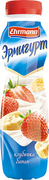 Йогурт EHRMANN Эрмигурт 1,2% питьевой банан-клубника 290мл БЗМЖ