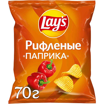 Чипсы LAYS рифленые паприка 70г