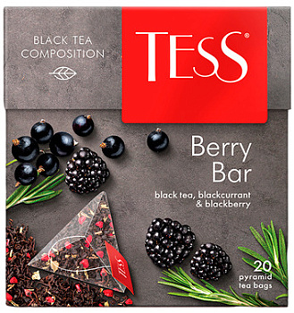 Чай TESS Berry Bar черный с ягодами и ароматом малины 36г (20*1,8г)