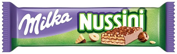 Вафли MILKA Нуссини с начинкой из орехового крема в молочном шоколаде 31,5г