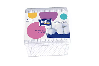 Палочки ватные BELLA Cotton 200шт коробка