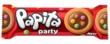 Печенье "PAPITA PARTY" клубничное с мол.начинкой и драже 63г