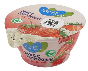 Мусс творожный LACTICA клубника 3,2% 125гр без ЗМЖ