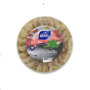 Сельдь БАЛТИЙСКИЙ БЕРЕГ Матье филе-кусочки в масле с укропом 180г 