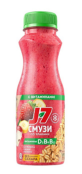Продукт питьевой J7 Яблоко/Банан/Черноплод.рябина/Клубника с овсяными хлопьями 300мл Продукт без ЗМЖ