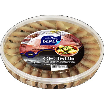 Сельдь БАЛТИЙСКИЙ БЕРЕГ Матье филе-кусочки в масле с дымком  180г 